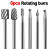 6 шт. вращающийся многофункциональный инструмент HSS фреза фрезерная насадка фреза совместимая быстрорежущая сталь вращающийся бор для Dremel