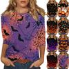 Women's Fashion Casual Round Neck Printed 3/4 T-shirt Top