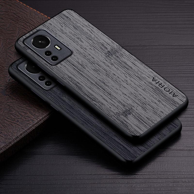 Case for Xiaomi 14 13 12 12S 11 10 13T 12T 11T Pro Ultra Lite Bamboo Wood Pattern Leather Phone Cover Luxury Cases