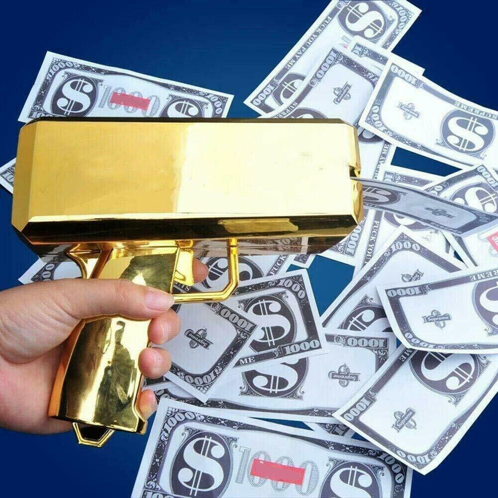 Стрельба с бумагой Игра Спрей Деньги Игрушка Наличные Дождь Машина для Делания Денег Подходит Для Свадьбы День Рождения Девичник Золотая Блестящая Поверхность Деньги