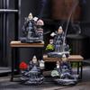 Backflow Incense Burner Waterfall Effect Zen Incense Holder Rockery Waterfall Incense Cone Burner for Home Office Meditation
