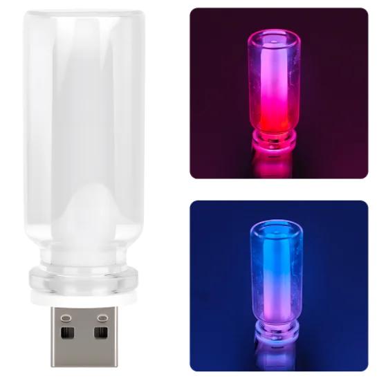 1x Автомобильный USB Светодиодный Радужный Цвет 5В Ретро Светодиодные Лампы RGB Ночник Желтая Свеча Стиль Кемпинг Лампа Накаливания Декоративное Светодиодное Освещение