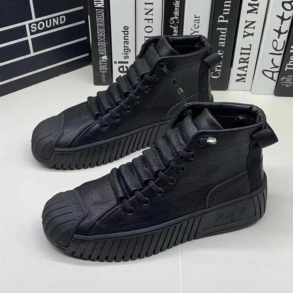 Men Autumn Winter Height Increasing Lace Up Casual Boots Outdoor British Board Shoes