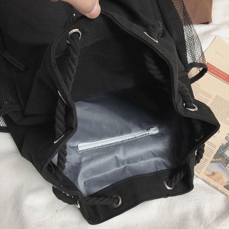Drawsting Backpacks For Women Casual Canvas Lady Backpacks Light Weight Students Shoulder Bag Large Capacity Travel Rucksack CLE
