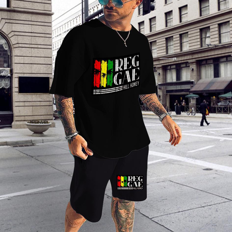 Summer BoB Marley Reggae T Shirt Sets Fashion Jogging Short Sleeve Harajuku Suit Men Tracksuit 3D Printed Breathable Clothes 6XL
