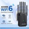 3000Mbps WiFi 6 Repeater Dual Band 2.4Ghz 5GHz WiFi Extender WiFi Amplifier Long Range Signal Expansion Booster for Home/Office EU Plug