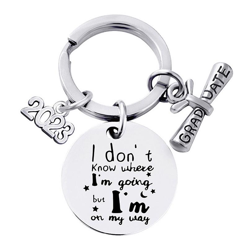 Graduation Gift Stainless Steel Keychain Rings Key Holder Creative Decorated Accessories