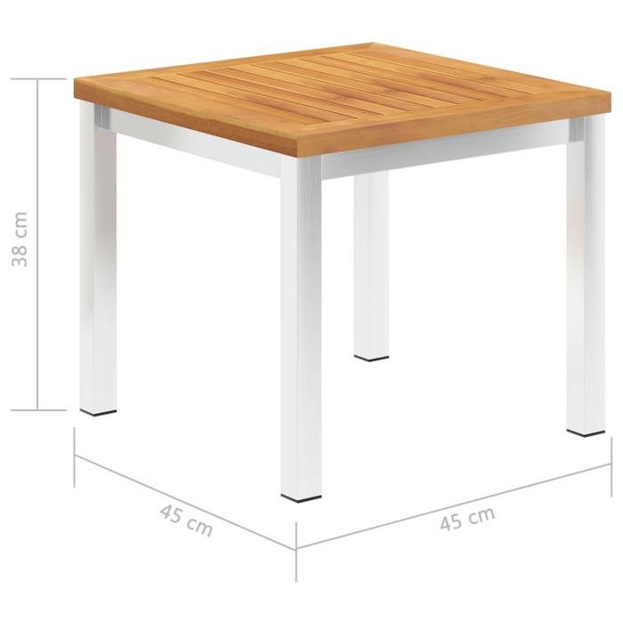 VidaXL Table d'Appoint de Jardin Table Basse de Piscine Table d'Appoint de Patio Extérieur 45x45x38 cm Acier Inoxydable 46492
