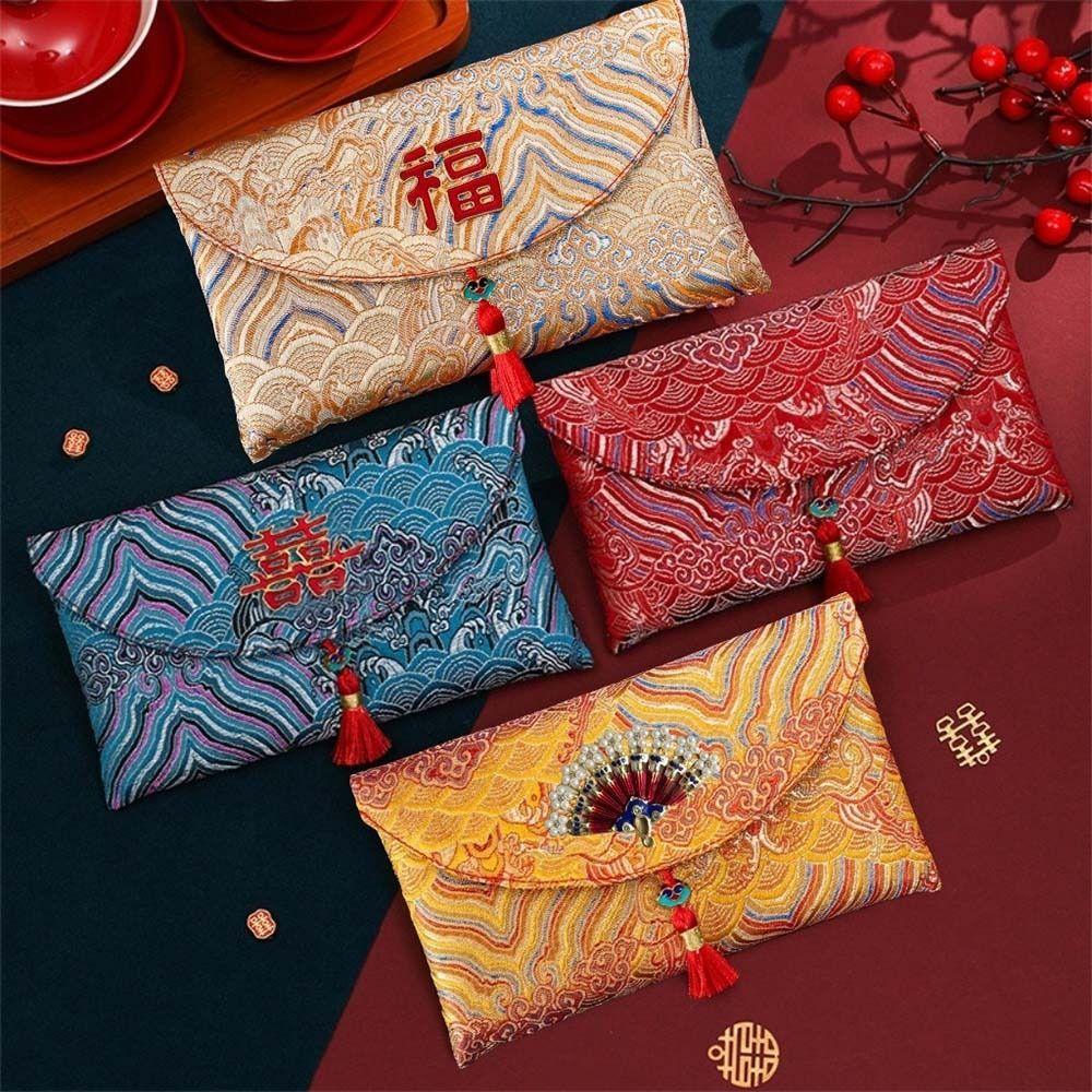 Traditional New Year Red Envelope Cloth 2026 Lucky Money Bag Blessing Red Packet Birthday