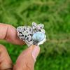 Birthday Gift For Her Natural Larimar Multi Stone Adjustable Ring 925 Silver