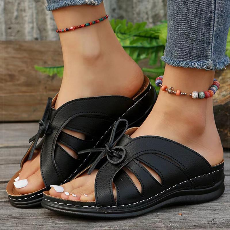 Fashion Women's Sandals Summer 2024 New Slip On Summer Shoes For Women Low Heels Sandals Women Slippers Elegant Woman Heeled Shoes Trend