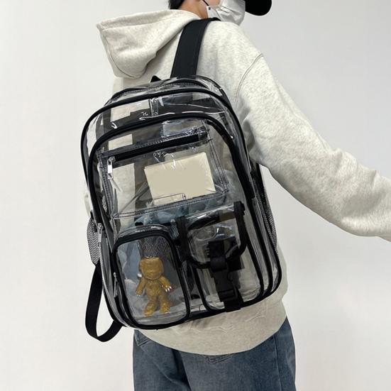 Clear Backpack for Girls Boys Waterproof Heavy Duty Transparent Bookbag Large Capacity See Through Backpack for Work School Travel