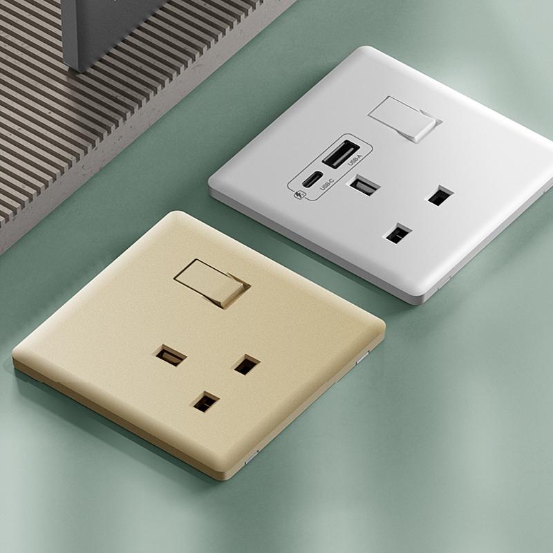 Розетка 13А, Великобритания, 18 Вт, быстрая зарядка Type-C, настенная розетка 220 В, панель переключателей на 1/2/3/4 клавиши, 1/2-ходовая, универсальная 5-контактная настенная электрическая розетка