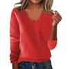 Women's Fashion Loose V-Neck Long Sleeve Bottom Shirt Top Knitted Sweater