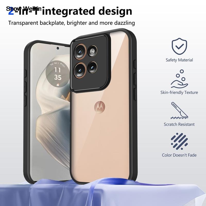 Прозрачный силиконовый чехол для Motorola Edge 60 Neo edge60 Neo, задняя панель из ПК, бампер из ТПУ, противоударный, прозрачный чехол для телефона