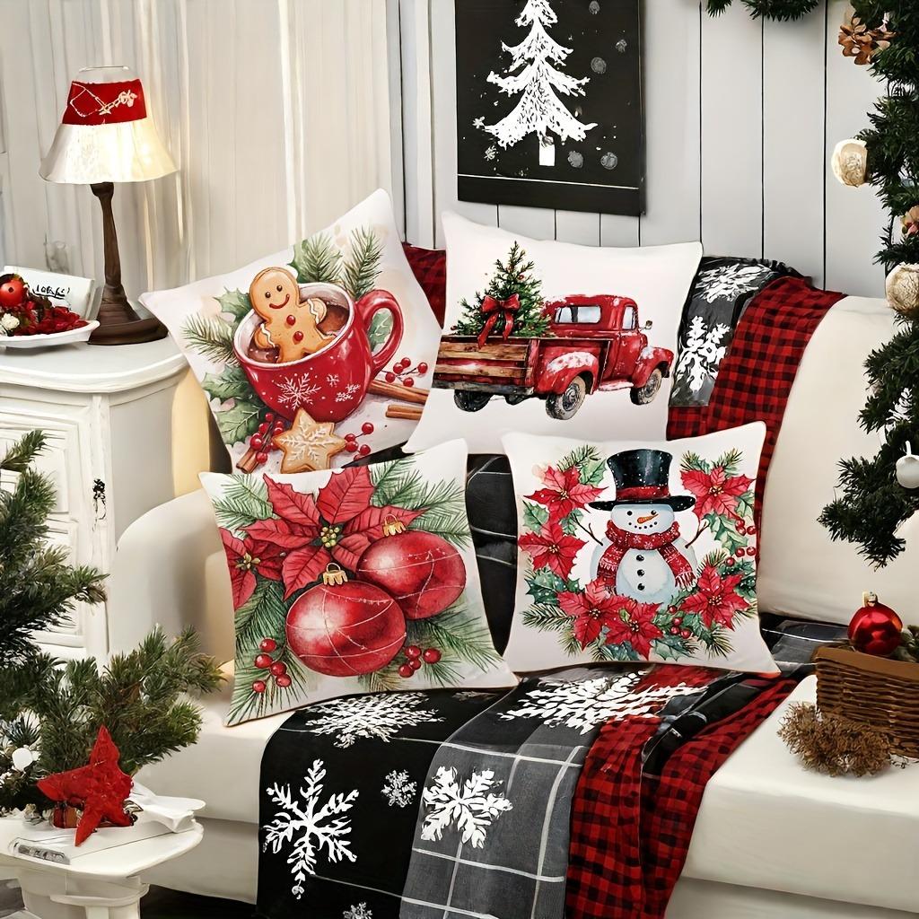 Рождественское украшение наволочка Пряничный снеговик машина Рождественская елка наволочка с принтом наволочка для диванной подушки украшение для дома