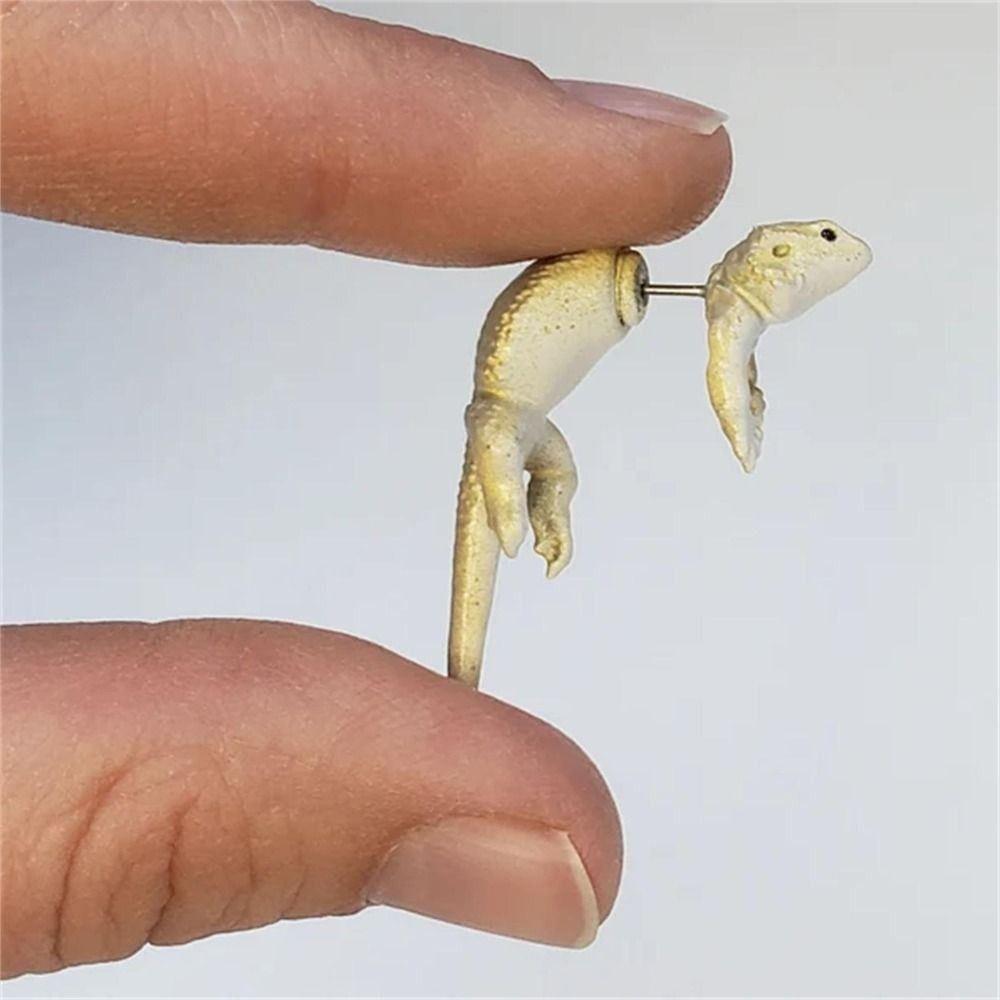 Креативный подарок ювелирные изделия Подарочные серьги в виде ящерицы 3D Серьги в виде животных Забавные серьги-гвоздики в виде ящерицы из мультфильма