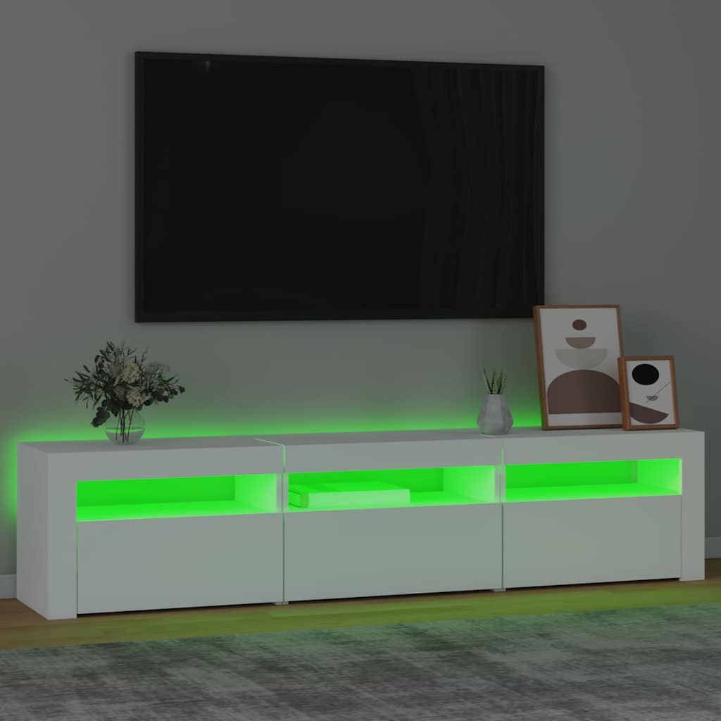 Vidaxl Szafka Pod Tv Z Oświetleniem Led, Biała, 180X35X40 Cm