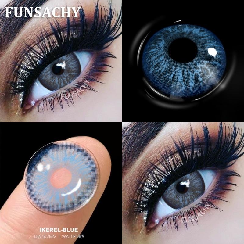 FUNSACHY 2pcs New Colored Lenses for Eyes Black Pupil Natural Contact Lenses Brown Gray Colorful Cosmetic Lens Fast Shipping