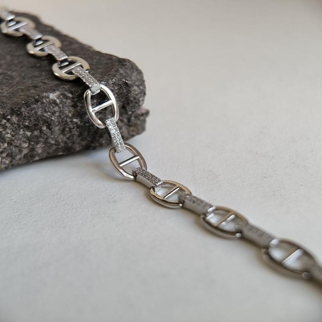 Серебряный браслет с фианитами, вес изделия 7,93 гр (2182801)