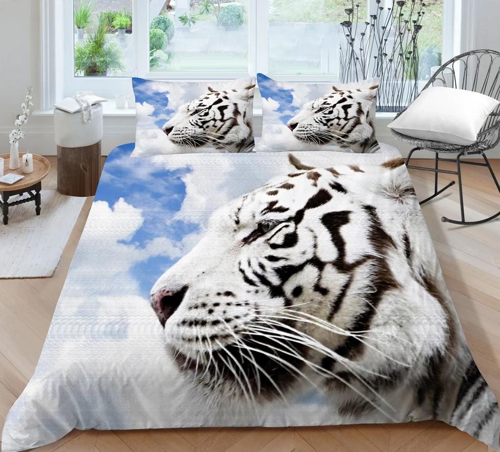3D Printed Animal Tiger Comfortable Duvet Quilt Cover Pillowcase Bedding Set Children Bedroom Decoration Home Textile
