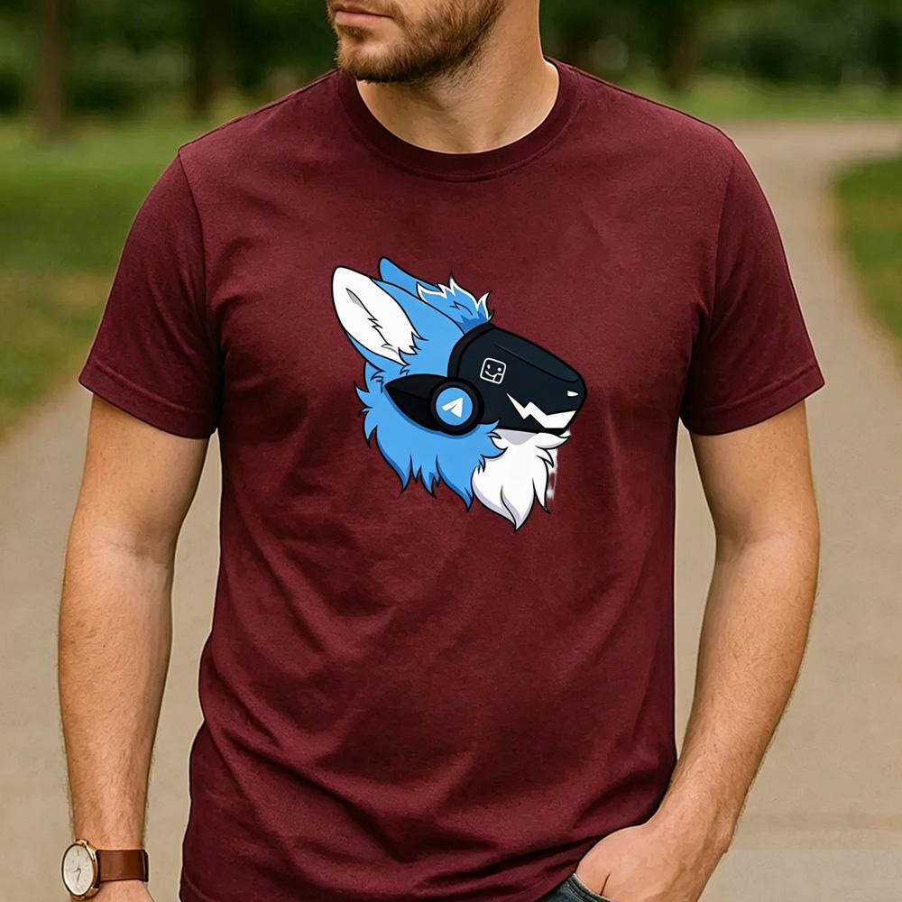 Bright Blue Fluff Protogen Arrow Ear Graphic T Shirt Unisex Crew Neck Short Sleeve Fandom Fan Holiday Gift Top