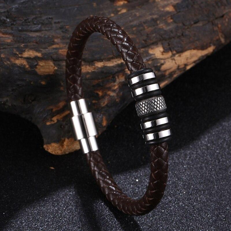 New Luxury Genuine Leather Bracelet Combination 3 Colors Men Bracelets Woven Bracelet Men Birthday Gift
