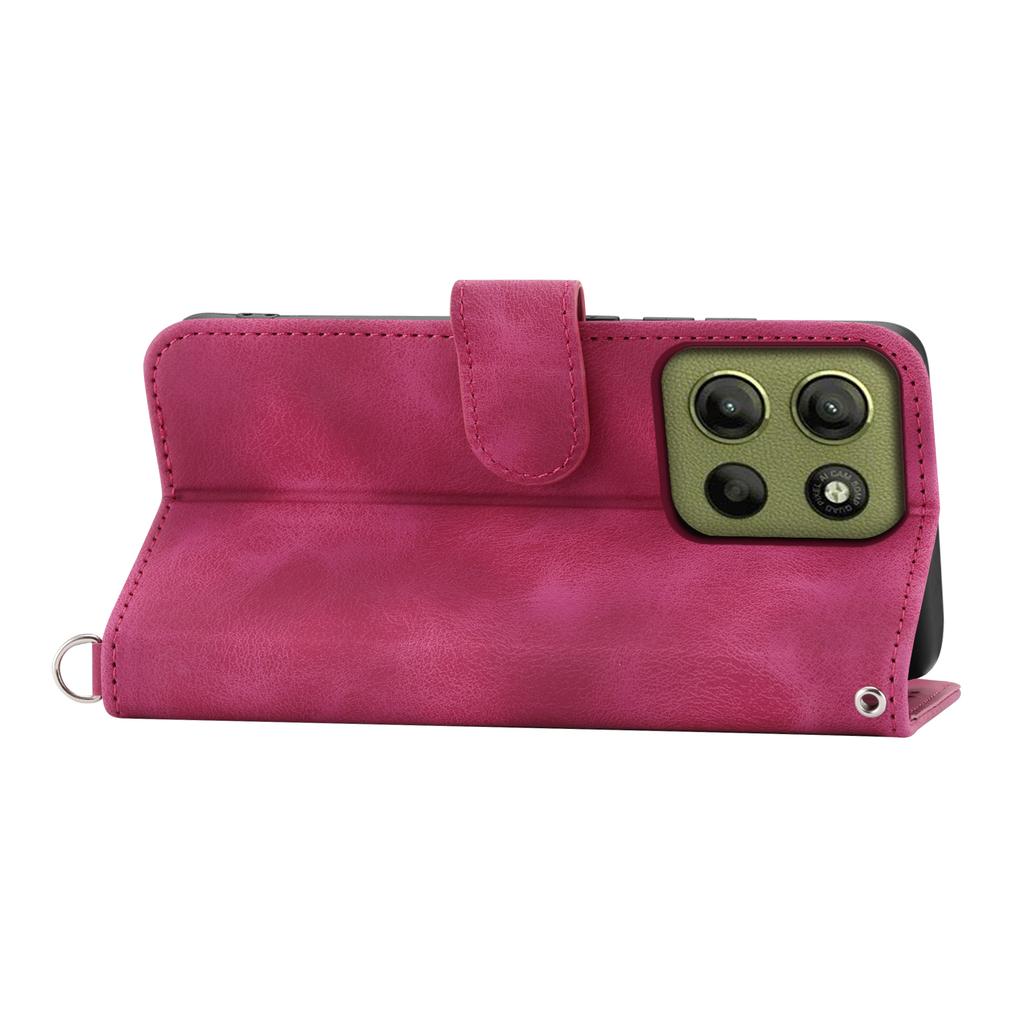 For Motorola Moto G15 4G Case Flower Pattern PU Leather Wallet Phone Cover with Strap