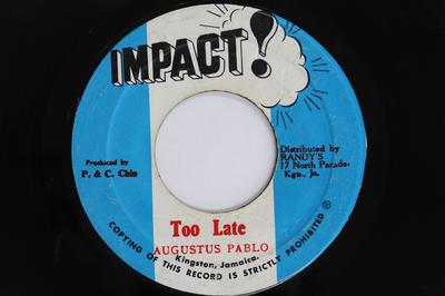 Пластинка 7 дюймов AUGUSTUS PABLO - Too Late / Dub Organizer нет Impact! 1973 Ямайка Регги, Ска и Даб Б/у