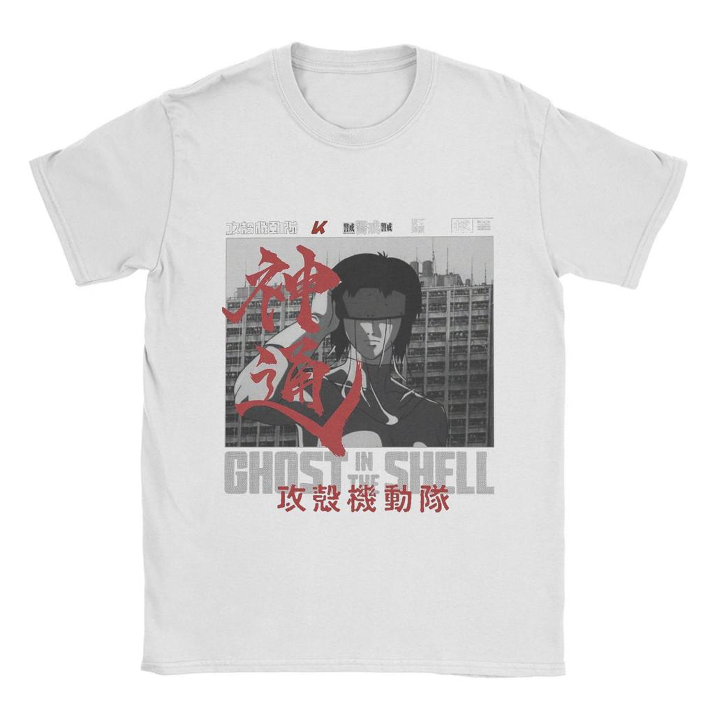 Футболка Ghost in the Shell Пляжная Майор Мотоко Кусанаги Модные футболки Парные Футболки из чистого хлопка с круглым вырезом Футболки с коротким рукавом Ретро топы