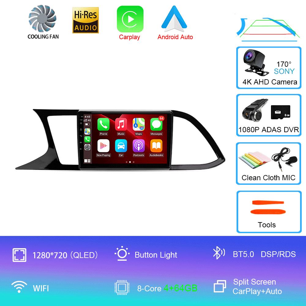 Android 14 Carplay для Seat Leon 3 2012 2013 2014 2015 - 2020 Навигация GPS Мультимедиа Автомобильный Радиоплеер стерео Wi-Fi+4G Auto BT