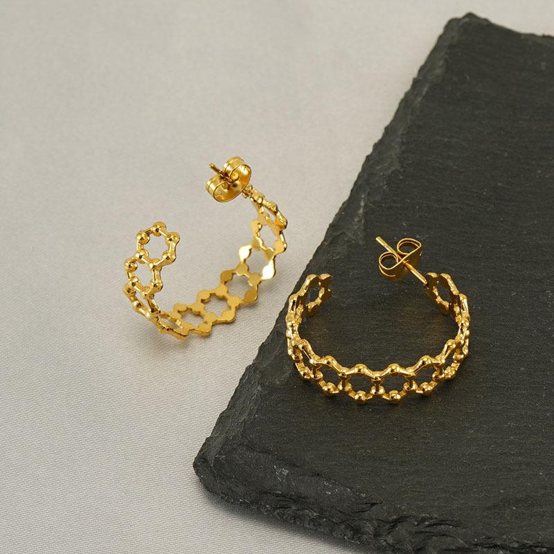 Geometric Fashion Stainless Steel Hollow Earrings Design Sense Niche Versatile Earrings