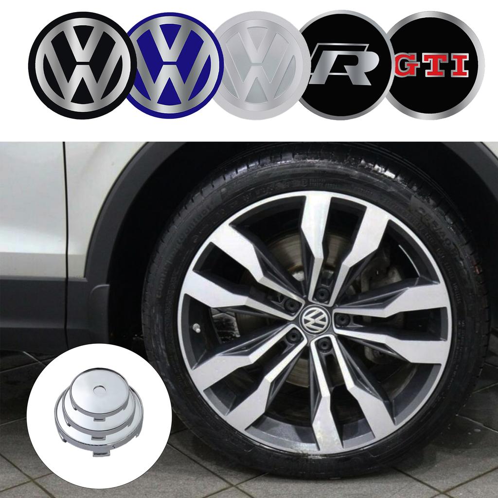 4Pcs 60/63/68mm Car Wheel Center Hub Cap Sticker Emblem Decal Decor For Volkswagen VW R GTI Golf 5 7 Caddy Passat b6 Tiguan Polo