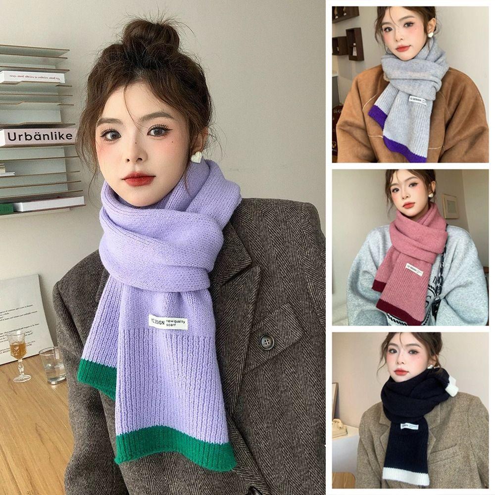 Warm Winter Wool Scarves Korean Style Women Cashmere Shawl Elegant Multicolor Knitted Scarf  Female
