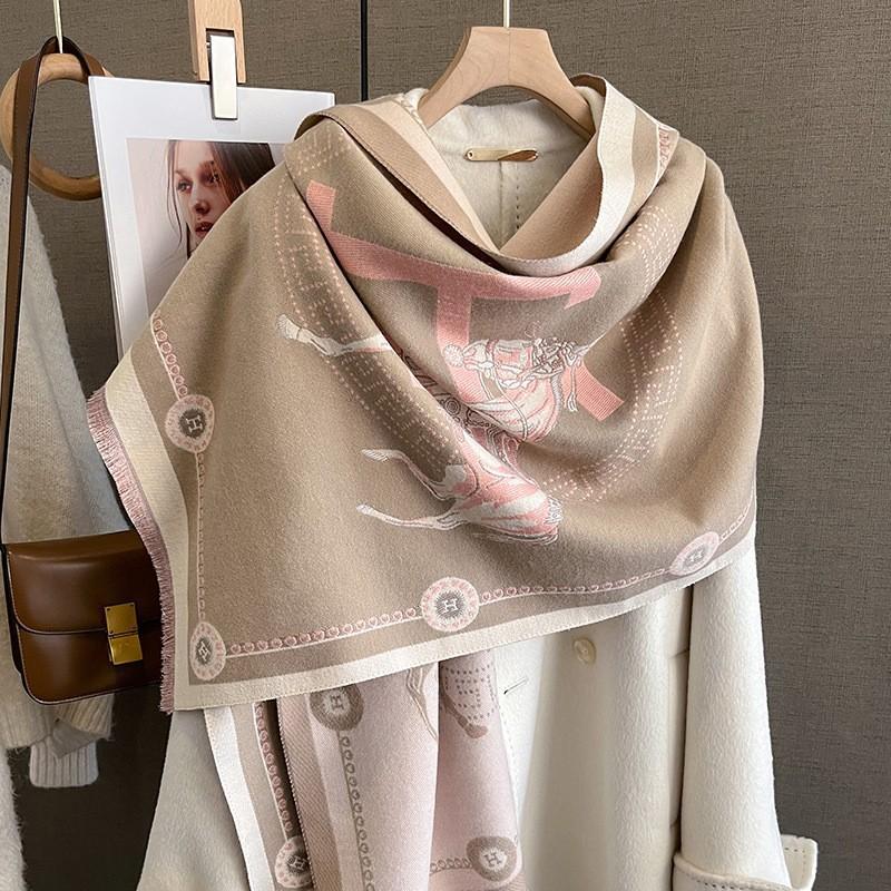 Women's Stylish Faux-Cashmere Scarf – Korean-Style Printed Warm Neck Warmer & Air-Conditioning Shawl