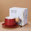 Round Wooden Ceramic Coffee Cup with Saucer Modern Afternoon Tea Dessert Cup Exquisite Couple Mug Office Mug Home Decoration.