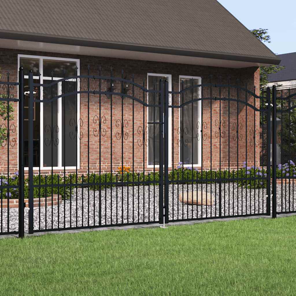 Garden Gate KAMPEN with Spear Tip Black 302 x 150 cm Steel