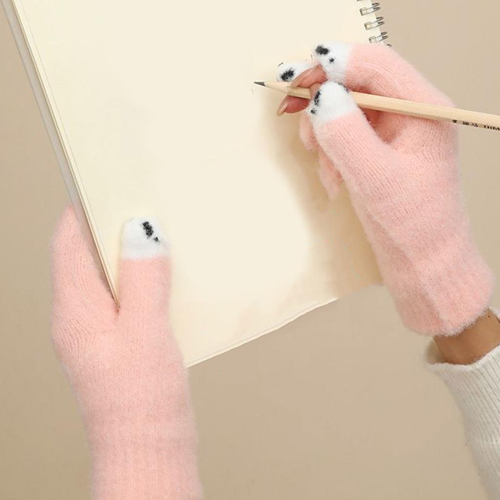 Winter Warm Stretchy Mittens Adult Knitted Touchable Screen Full Finger Gloves Knit Gloves for Cold Weather Cycling