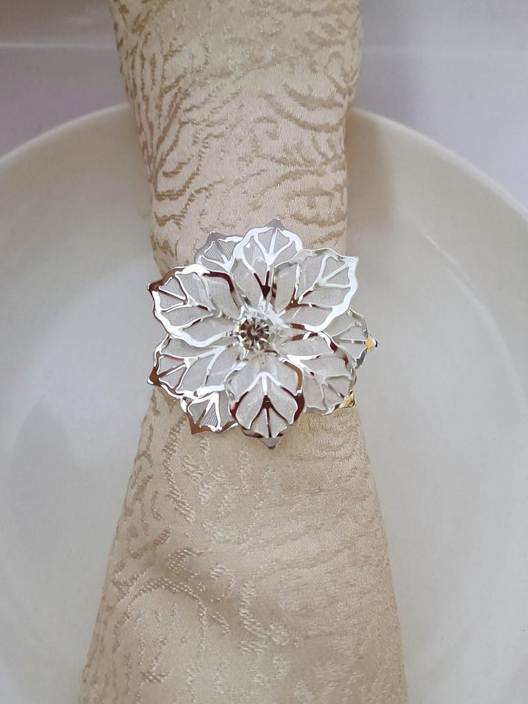 Изысканные медные кольца для салфеток с цветком из стразов для отелей и мероприятий