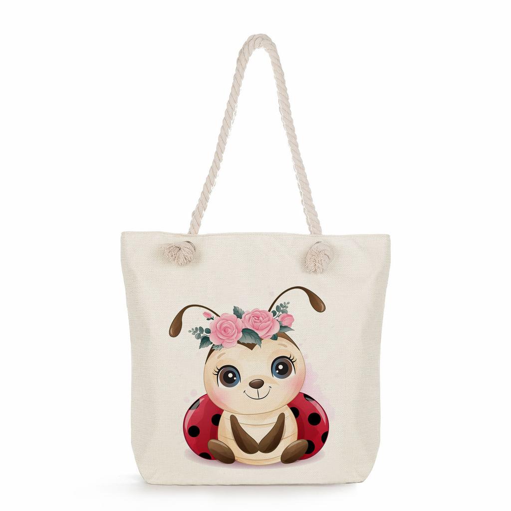 Animal print thick rope single-shoulder beach bag 7286 CLE