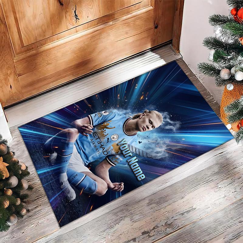 Erling Haaland Printed Crystal Velvet Rug Non‑Slip Crystal Velvet Carpet For Sofa Bedroom Indoor Home Decoration