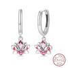 New 925 Silver Bee Butterfly Pink Lily Lotus Earrings for Women Cherry Apple Strawberry Ear Studs Elegant Party Jewelry