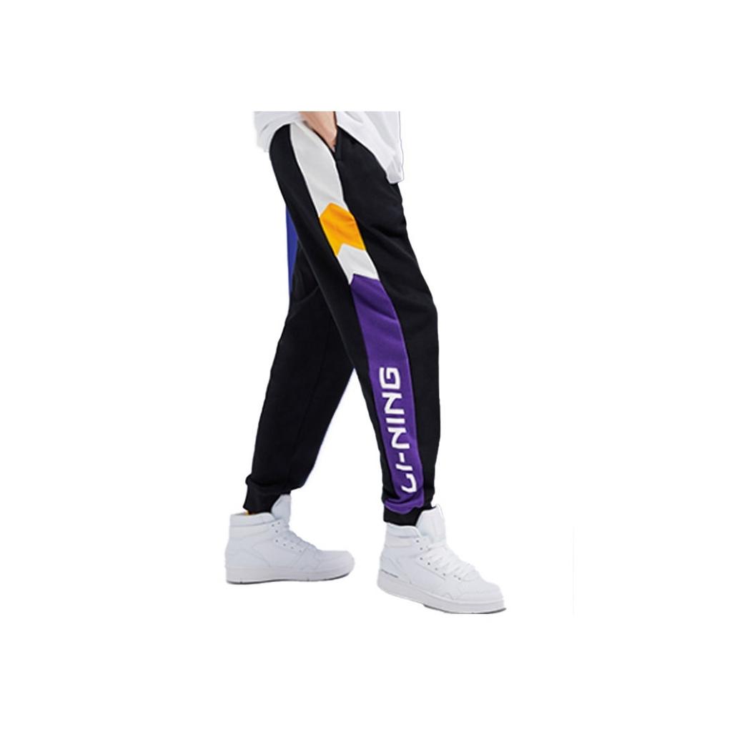 Спортивные штаны-джоггеры Li Ning с цветным принтом, мужские, железно-синие, фиолетовые, AKLP847-2