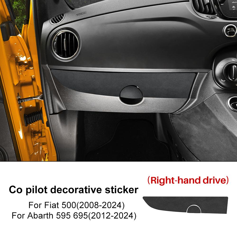 Верхняя замшевая наклейка LHD RHD Для Fiat 500 2008-2024 Abarth 595/695 2012-2024 Салонный аксессуар: отделка ящика для пассажира на переднем сиденье