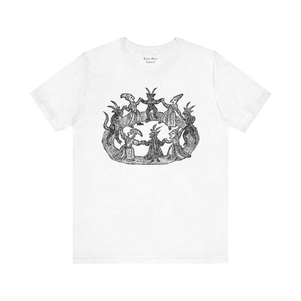 Ведьмы и Колдуны II, Винтажная футболка с гравюрой на дереве, Футболка с оккультным искусством, Черная магия, Ведьмовской, Ковен, Ведьмовская футболка с коротким рукавом