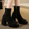 Замшевые женские ботильоны на платформе, массивные высокие каблуки, дизайнерская обувь, зимняя новинка бренда 2025 года, модные туфли-лодочки в готическом стиле Botas De Mujer