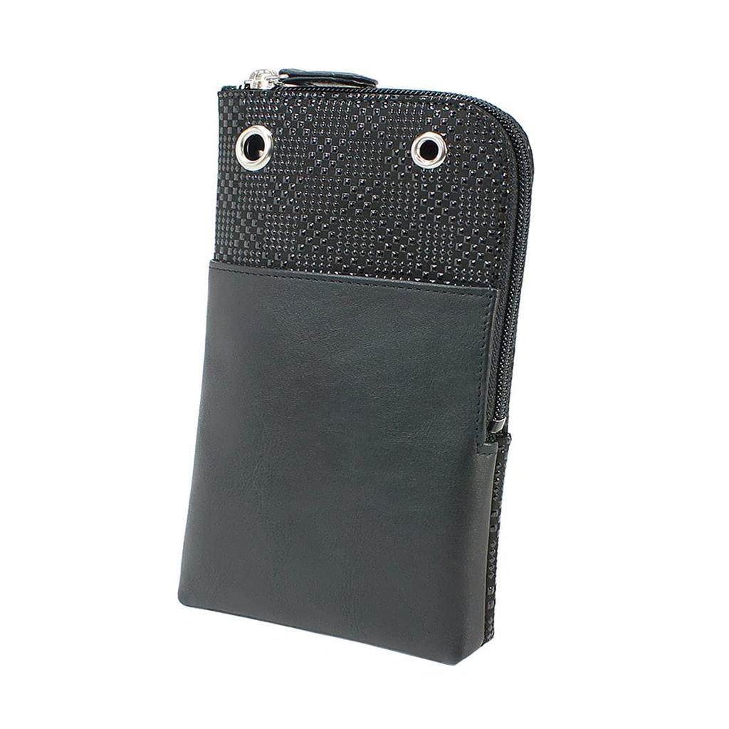 Чехол для смартфона Indenya Inden Sacoche Smartphone Pochette из оленьей кожи черного цвета с черным лаком, мелкий клетчатый узор 5027-01-167