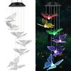 Hummingbird Shape Wind Chimes Butterfly Hanging Pendant Waterproof Solar Power Automatic Lighted Wind Chimes Outdoor Decoration