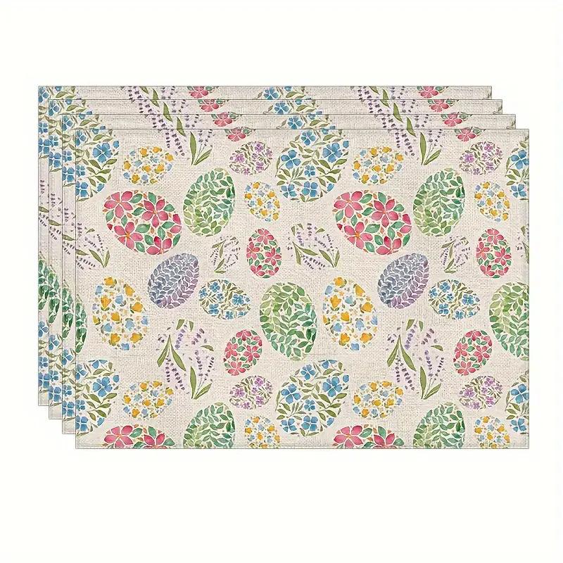 1 шт. Пасхальные салфетки из льна с кроликом и яйцом, коврик на обеденный стол, подставка под тарелку, весенний праздник, украшение на Пасху для дома, кухни