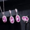 Jewelry Pink Necklace Earrings Ring Bracelet Four-Piece Set, Jewelry Set